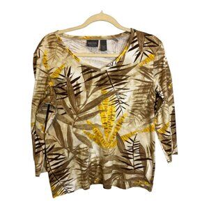 Chico's Blouse Women's Size Medium Additions Floral 3/4 Sleeves‎ Chicos 1